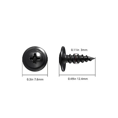 Wensilon（800 pcs）#4×3/8" Phillips Truss Head Wood Screws Black Galvanizing Quick Metal Self Tapping.