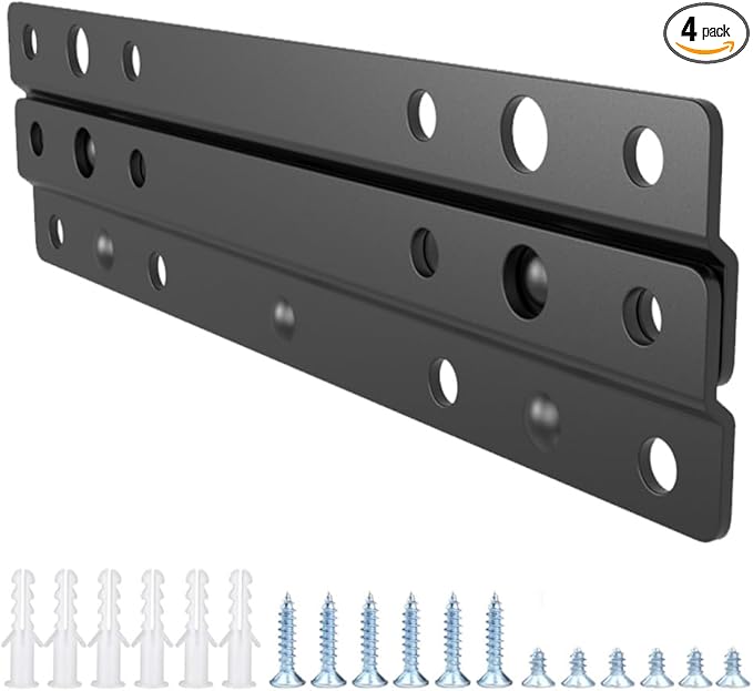 4 Pairs French Cleat Hanger- 6 Inch Heavy Duty Interlocking Wall Mounting Bracket for Picture, Mirror, Whiteboard, Cabniet, Shelf, Pallet or Panel (4, 6 Inches)