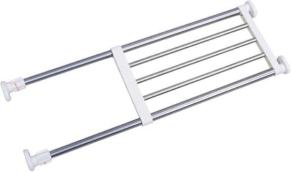 BAOYOUNI Expandable Closet Tension Shelf Storage Rack Heavy Duty Stainless Steel Adjustable Metal Organizer for Wardrobe, Cupboard, Kitchen, Bathroom Use, 19.68-31.49 Inch