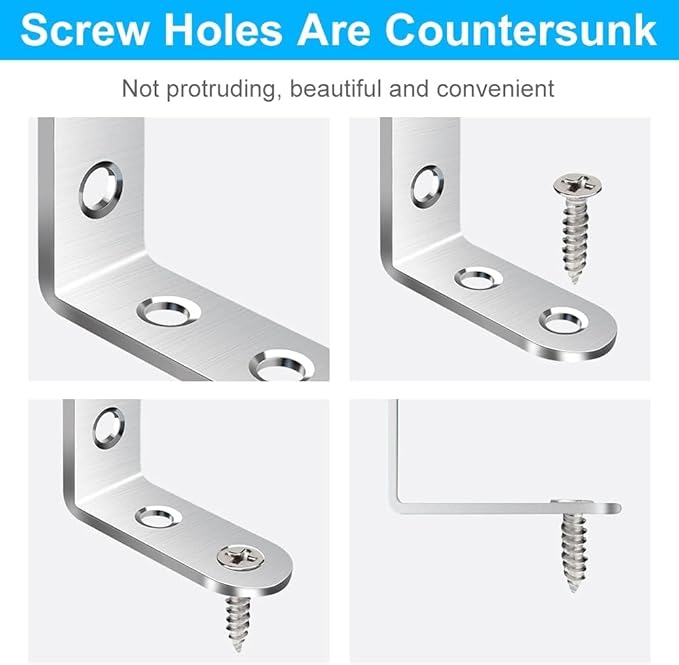 18PCS L Bracket & Corner Brace, Stainless Steel Right Angle Brackets for Shelves & Furniture with 72 Screws (40mmx40mm)