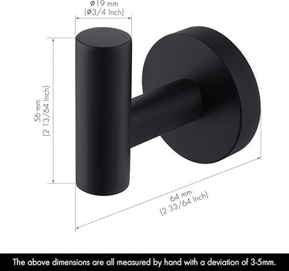 KES Bathroom Towel Hook Robe Hook Shower Kitchen Wall Hanging Hooks Wall Mount SUS 304 Stainless Steel Matt Black 2 Pack, A2164-BK-P2