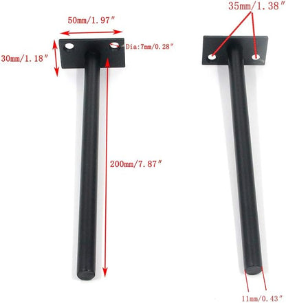 Antrader 4PCS Black Floating Shelf Brackets Blind Hidden Bracket Steel Heavy Duty Wall Shelf Support with Screws and Wall Plugs, Rod Length 7.87"