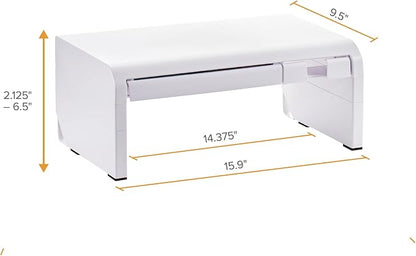 Bostitch Konnect Adjustable Monitor Riser with Drawer & Cell Phone Holder, Laptop Stand for Desk, 4 Height Levels, Cable Management & Rubber Feet
