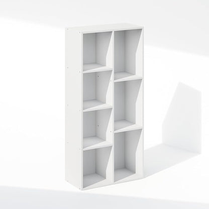 Furinno Reed Closet Organizers and Storage, 7-Cube Closet Organizer, Open Shelf Closet Storage, for Wardrobe, Bedroom, Living Room, White