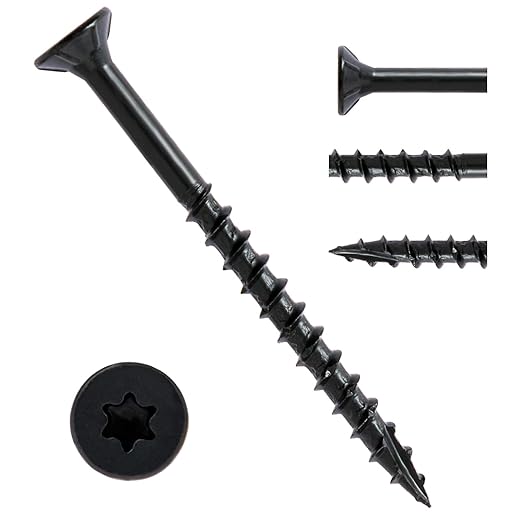LIONMAX Deck Screws 4 Inch, Wood Screws #10 x 4, 50 PCS, Rust Resistant, Exterior Epoxy Coated, Outdoor Decking Screws, Torx/Star Drive Head Screw, T25 Star Bit Included, Black
