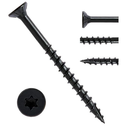 LIONMAX Deck Screws 4 Inch, Wood Screws #10 x 4, 100 PCS, Rust Resistant, Exterior Epoxy Coated, Outdoor Decking Screws, Torx/Star Drive Head Screw, T25 Star Bit Included, Black