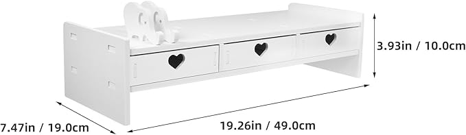 Tofficu Computer Desk Stand with Drawer, Desktop Monitor Riser with Storage, Laptop Shelf Shelves Organizer for Keyboard Storage (White)
