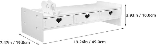 Tofficu Computer Desk Stand with Drawer, Desktop Monitor Riser with Storage, Laptop Shelf Shelves Organizer for Keyboard Storage (White)