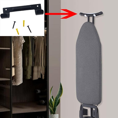 QAZXCDEW-Ironing Board Holder Wall Mount Ironing Board Holder, t Leg Iron Board Hook Wall Mount with Mounting Screws for Laundry Room（Black）-1pcs