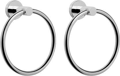 NearMoon Bath Towel Ring, Bathroom Hardware Accessories-Thicken Stainless Steel Hand Towel Holder for Bathroom, Modern Round Towel Hanger Wall Mounted (Chrome, 2 Pack)