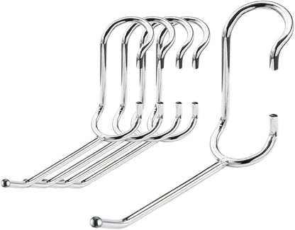 Shelf Pole Hooks 5-Pack | 4" Chrome J Hooks for 1-Inch Poles ONLY | Heavy-Duty Snap-On Hooks for Wire, Metal & Metro Shelving | Garage, Kitchen & Home Storage