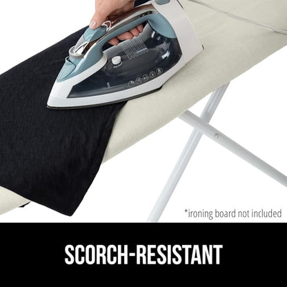 GORILLA GRIP The Original Ironing Board Cover and Pad, Silicone Coating, Thick Scorch Resistant Padding, Heavy Duty Iron Covers Standard Boards, Hook and Loop Fastener Strap, Linen, 15x54