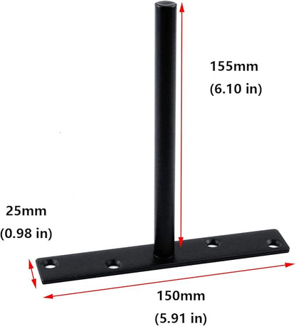 Antrader 4PCS Black Floating Shelf Brackets Blind Hidden Bracket Shelf Support Steel Wall DIY Heavy Duty Screws and Wall Plugs Included, Rod Length 6.1″