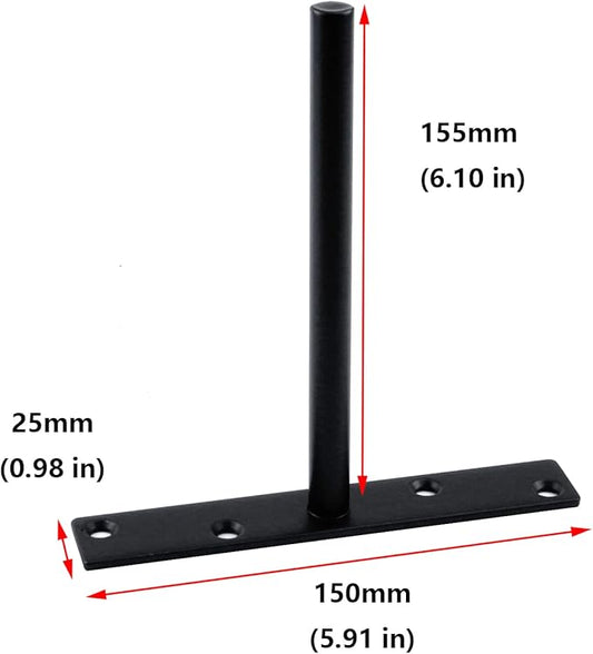 Antrader 4PCS Black Floating Shelf Brackets Blind Hidden Bracket Shelf Support Steel Wall DIY Heavy Duty Screws and Wall Plugs Included, Rod Length 6.1″