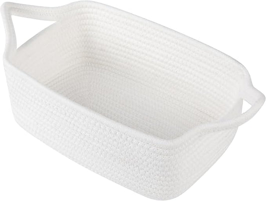 OIAHOMY 7L Woven Basket, Gift Basket Empty with Gift Bags and Ribbons, Rope Baskets for Baby Showers, Storage Baskets with Handles for Nursery, Pet Toy Organizer - White