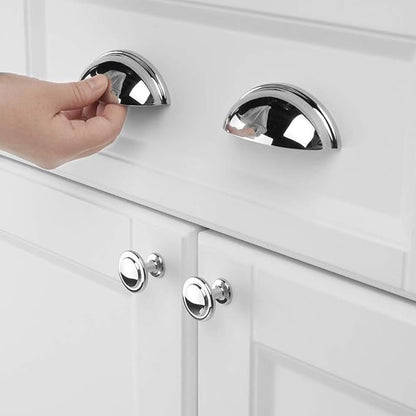 KOOFIZO 10 Pack 3 Inch Bin Cup Drawer Pulls Polished Chrome Cabinet Handles Chrome Cabinet Pulls for Kitchen Cabinets Drawer Dresser Cupboard Bedroom Bathroom