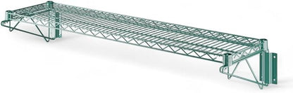 14" x 48" Green Wall-Mounted Wire Shelf with Epoxy Coating, Heavy-Duty Steel Storage Rack, NSF Certified, Easy Installation, Open Wire Design for Kitchen, Garage, or Utility Storage