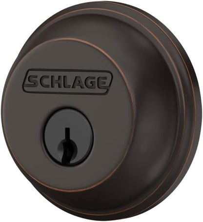 Schlage B60 N 716 Deadbolt, Keyed 1 Side, Highest Residential Security, Aged Bronze