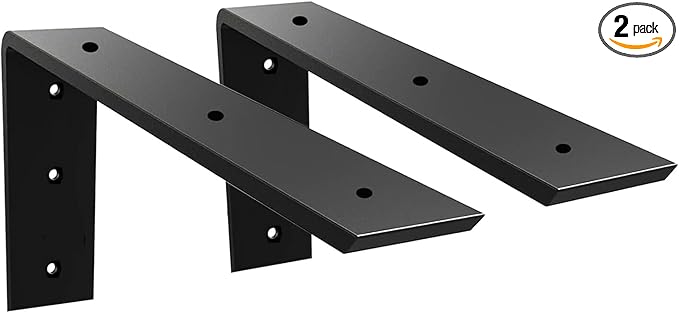 Countertop Support Bracket 2 Pack 10 inch Heavy Duty 3/8" Thick Black Granite Countertop Bracket 10"x6"x2.5" Shelf L Bracket Mantel Corbels for Quartz/Granite/Wood/Concret/Laminate Countertops