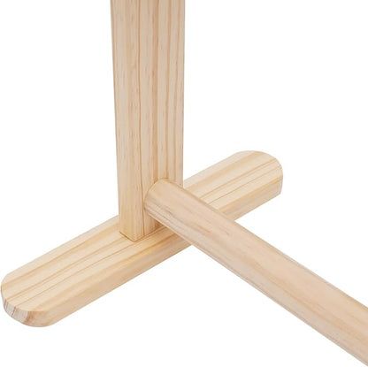 2-Tier Solid Wood Pet Clothing Display Stand, 43.3" Height Natural Log Color Garment Rack for Small Dog Cat Clothes, Adjustable Rod for Towels, Boutique Store & Home Storage Organizer