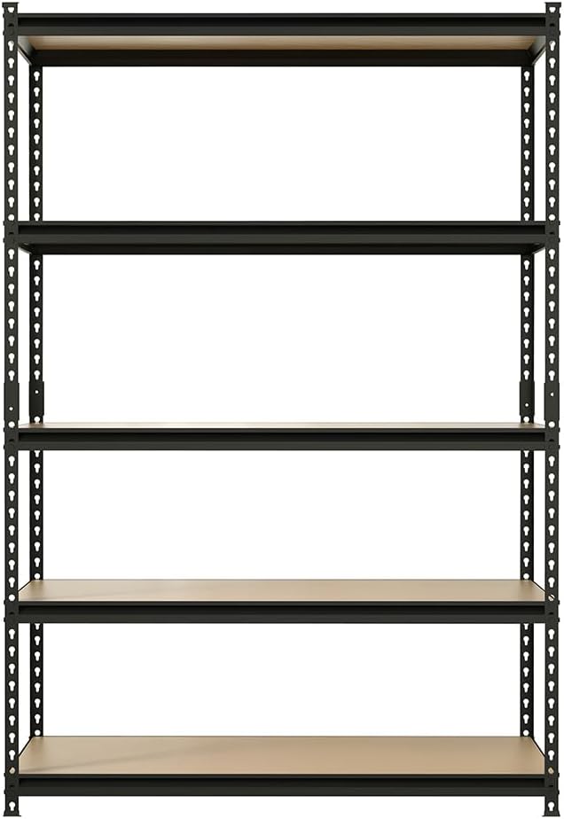JEKOSEN 4000Lbs Storage Shelves Heavy Duty 5 Tier Adjustable Garage Shelving,Utility Rack Shelf Units for Closet Pantry Basement Kitchen Warehouse,48" Wx24 Dx72 H,Black