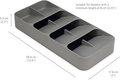 Joseph Joseph DrawerStore Compact Utensil Organizer For Kitchen Drawer Silverware, Flatware Tray, Grey