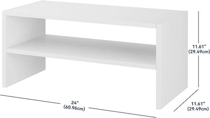 Whitmor Wood Stackable 2-Shelf Shoe Rack, White, 24 inches