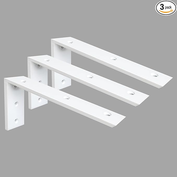Countertop Support Bracket 3 Pack 18 Inch Heavy Duty 3/8" Thick White Granite Shelf L Bracket 18"x8"x2.5" Mantel Corbels for Quartz/Wood/Concrete/Laminate