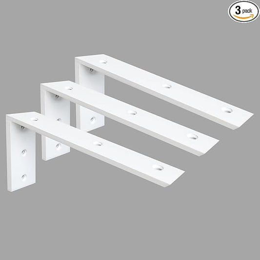 Countertop Support Bracket 3 Pack 18 Inch Heavy Duty 3/8" Thick White Granite Shelf L Bracket 18"x8"x2.5" Mantel Corbels for Quartz/Wood/Concrete/Laminate