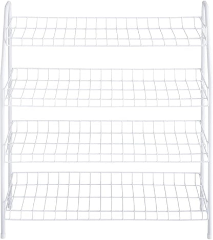 Rubbermaid 4-Tier Wire Shoe Rack, White, Simple Assemble, Storage Shelf for Organization in Bedroom/Closet