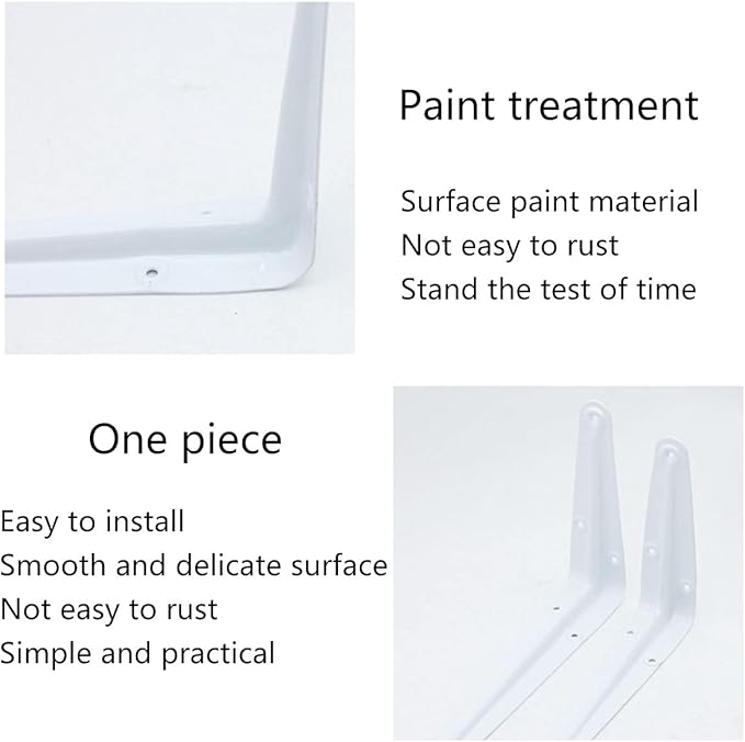 Shelf Bracket 12×10 in, 10 PCS White Shelving Brackets, L Brackets for Shelves Shelf Install, Bookshelf, Garden Boards