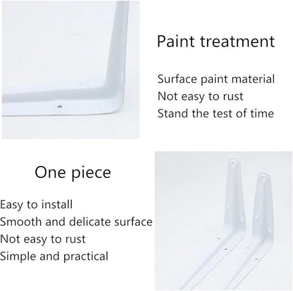 Shelf Bracket 12×10 in, 10 PCS White Shelving Brackets, L Brackets for Shelves Shelf Install, Bookshelf, Garden Boards