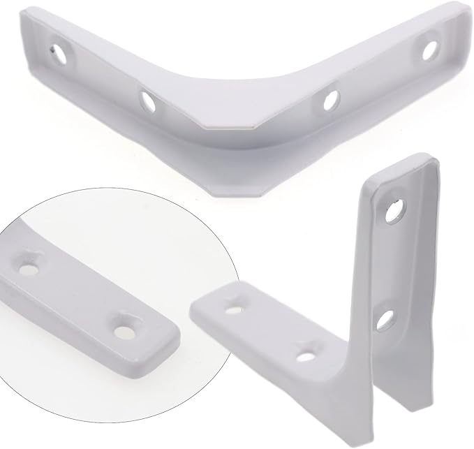 4pcs 4 Inch L Brackets, Heavy Duty Wall Mount White L Corner Brackets Braces for Wood, Shelves, Cabinets, 90 Degree Triangle Shelf Support with Screws, Small Right Angle Bracket