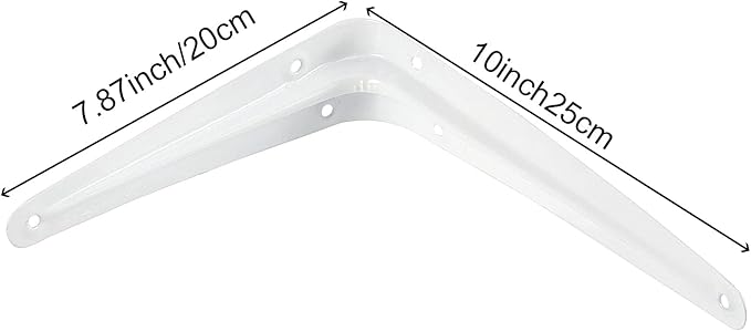 ZOENHOU 24 Pack 8 x 10 Inch White Shelf Brackets, Heavy Duty L Bracket Support with 144 Screws and 72 Expansion Tubes, Metal Wall Corner Angle Shelving Shelf Bracket for Wall Hanging Shelves