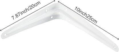 ZOENHOU 24 Pack 8 x 10 Inch White Shelf Brackets, Heavy Duty L Bracket Support with 144 Screws and 72 Expansion Tubes, Metal Wall Corner Angle Shelving Shelf Bracket for Wall Hanging Shelves