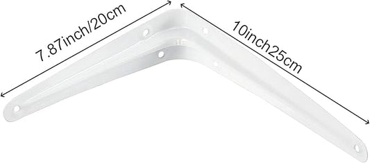 ZOENHOU 24 Pack 8 x 10 Inch White Shelf Brackets, Heavy Duty L Bracket Support with 144 Screws and 72 Expansion Tubes, Metal Wall Corner Angle Shelving Shelf Bracket for Wall Hanging Shelves