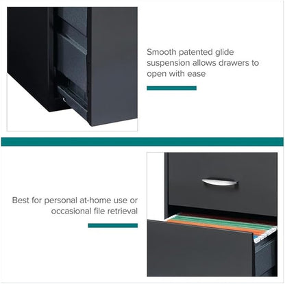 Pemberly Row Set of 5 Contemporary 3-Drawer Metal File Cabinet in Charcoal