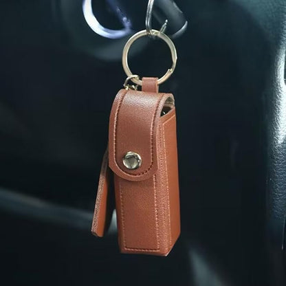 4 PACK PU Leather Potable Chapstick Holder Key Chain Bulk with Mirror, Lipstick Keychain, Lip Balm Organizer Holder Lipstick Travel Makeup Storage Case for Women Girls (Style 2)