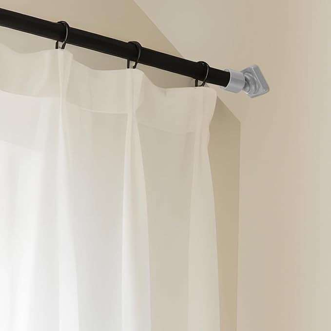 L Shape Shower Curtain Rod Holder - 25mm Angled Mount with Swivel Joints & Hardware Kit, Drilling Required (2, Grey)