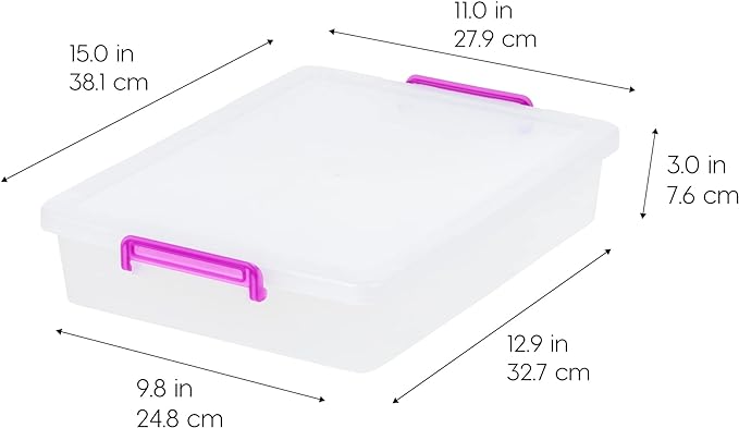 IRIS USA 6 Qt. Plastic Craft Storage Container Bins with Lids, 6 Pack, Small Art & Office Supply Organizer Tote, Sensory Bins & Boxes for Home & University, Stackable, Secure Latch Buckles, Clear