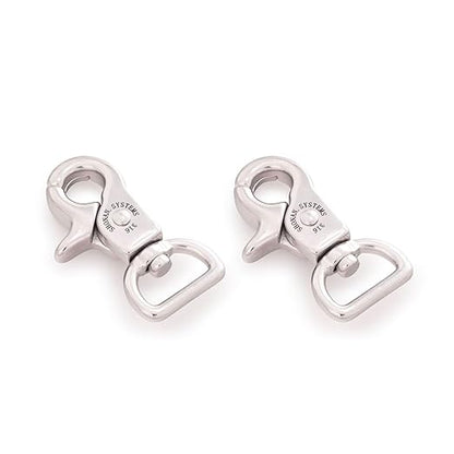 SHONAN 2" Small Trigger Snap Hooks, Marine Grade Stainless Steel Swivel Trigger Snaps, 2 Pack Scissor Clips, Small Lobster Claw Clips for Keychains, Bag Straps or Camera Belts, 40 Lbs Capacity