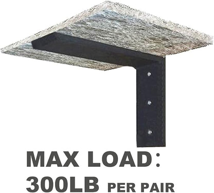 WINKER Countertop Support Bracket 4 Pack Heavy Duty 3/8" Thick Hidden L Shelf Bracket 10" x 6" x 2.5" Metal Corbels for Quartz/Granite/Wood/Concrete/Laminate Countertops, Black