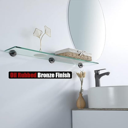 JQK Bathroom Glass Shelf Oil Rubbed Bronze, Tempered Glass Shower Storage 30 by 5 inches, 304 Stainless Steel ORB Wall Mount, TGS101L30-ORB