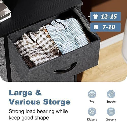 DUMOS 8 Drawer Dresser for Bedroom, Fabric Storage Organizer with Sturdy Metal Frame, Wooden Top Chest of Drawers for Closet Entryway Guest Room, Grey