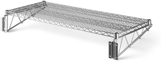 21" x 48" Chrome Wall-Mounted Wire Shelf with Epoxy Coating, Heavy-Duty Steel Storage Rack, NSF Certified, Easy Installation, Open Wire Design for Kitchen, Garage, or Utility Storage