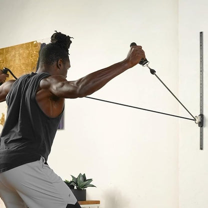 Space Saver Gym Resistance Bands Exercise Equipment for at Home Fitness Workout | Resistance Band Wall Anchor for Kinetic Bands with 1 Rail, 1 Rail Car
