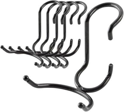 Shelf Pole Hooks | 5-Pack Black C & Utility Hooks | Snap-On Hanging Hooks for 1" Wire, Metal & Metro Shelving | Heavy Duty Garage, Pantry, Basement & Workshop Storage Hooks