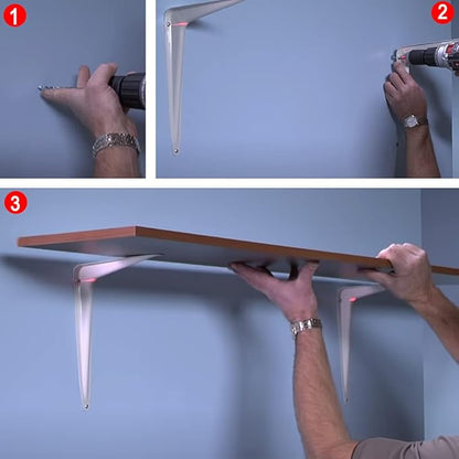 Shelf Bracket 12×10 in, 10 PCS White Shelving Brackets, L Brackets for Shelves Shelf Install, Bookshelf, Garden Boards