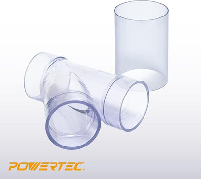 POWERTEC 2-1/2 Inch ID Y Fitting for 2-1/2 Inch OD Dust Collection Pipes, Adapters and Fittings with Splice for 2 1/2 Inch ID Dust Collection Hose Connector, 1 set (70320)
