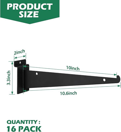 10 Inch Slatwall Shelf Bracket, Slatwall Accessories, Heavy Duty Slat Wall Shelf Bracket with Lip for Garage and Retail Display(16PC )